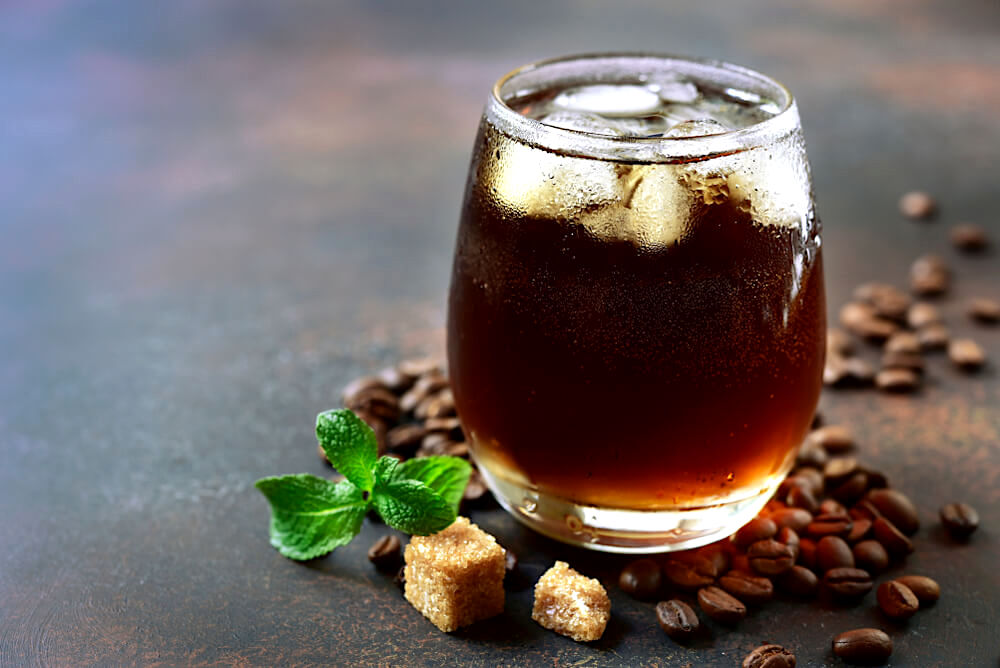 Cold brew coffee with mint and sugar