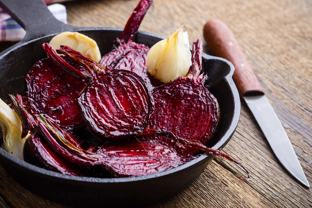 Roasted beetroot and shallots
