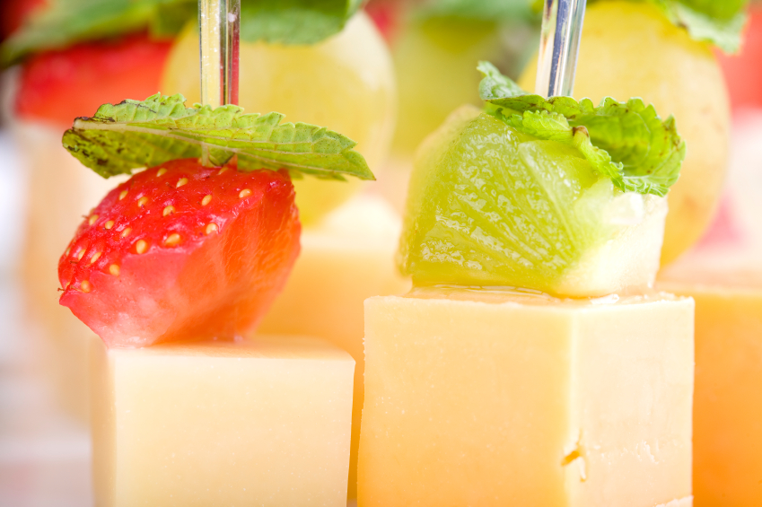 Fruit and cheese skewers