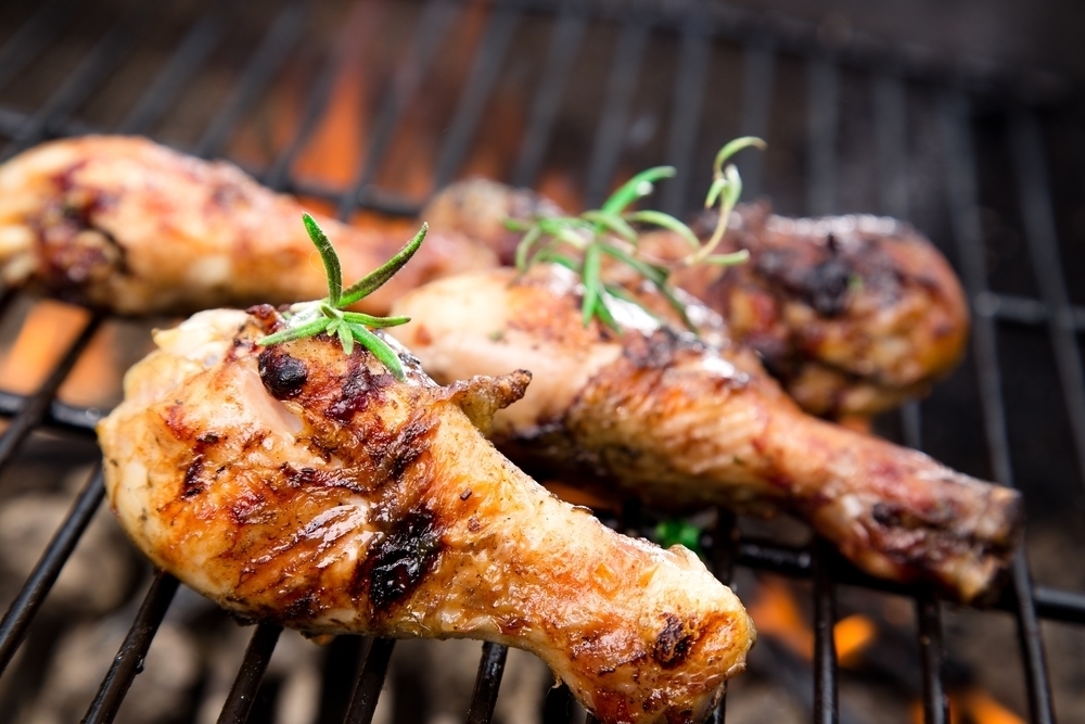 Chicken on a grill. 